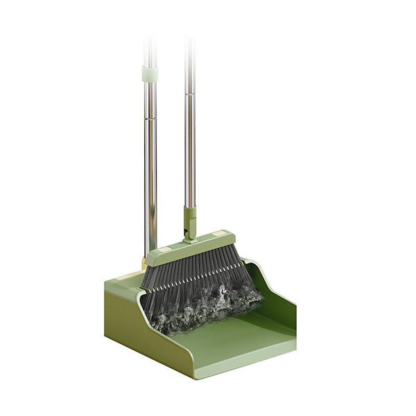VC-130 Long-Handled Dustpan and Brush Set with Soft Bristles – Green & Yellow