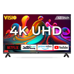 تلفزيون ذكي 43 بوصة بدقة 4K بنظام أندرويد 14 | تصميم بدون حواف | 3 منافذ HDMI ومنفذي USB | معالج رباعي النواة | 43VSS224K